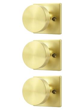 Tws612 Tinewa 3 Pack Gold Non-turning Interior Push/pull Door Knob Satin Brass Single Side