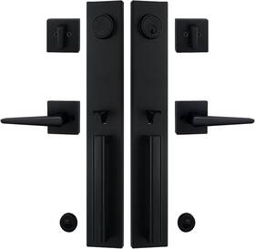 Mdhst2016db-sk Tmc Double Door Handleset For Front Matte Black Keyed Entry Handle And Dummy