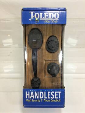 V1600ovsaus514 Toledo Single Cylinder Iron Black Door Handleset New E14-50