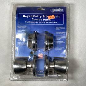 999703 Tool Master Keyed Entry Knob And Deadbolt Combo Pack Nickel With 3 Keys