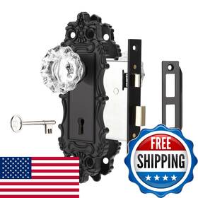 Toptotoo B0dk334mrn Vintage Crystal Glass Door Knobs Mortise Lock Set Skeleton Key For