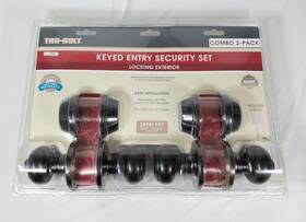 Tru-bolt 048037350040 Oil Rubbed Bronze Keyed Entry Security Set Locking Exterior Combo Pack