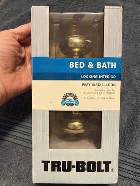Tru Bolt 048037361251 Tru-bolt Satin Chrome Bed And Bath Locking Interior Door Knob Gold