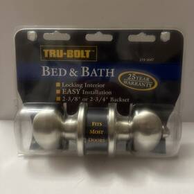 219-3647 Tru-bolt 1732202 Bed And Bath Interior Locking Door Knob 2 3/8 Inch 3/4 New