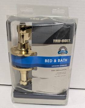 1732341 Tru-bolt #1732341 Bed And Bath Locking Interior Door Handle -polished Brass-new