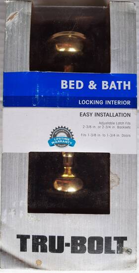 1734971 Tru-bolt Bed And Bath Polished Brass Locking Interior Door Knob