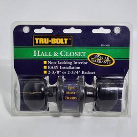 2193652 Tru-bolt Hall Closet Non-locking Interior Door Knob 2 2-3/8 Or 2-3/4 Backset