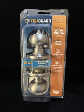 Truguard 052088079324 Verona Satin Nickel Designer Collection Door Knob - Bed And Bath Privacy