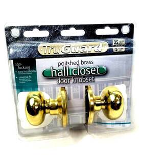 781-705 Truguard Interior Doorknob Hall And Closet Tru Guard Non-locking Polished Brass Nip