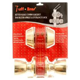 Tuff Bros 691374333865 Brass Double Deadbolt Entrance Entry Door Knob Lock Sets All Locks Keyed Alike
