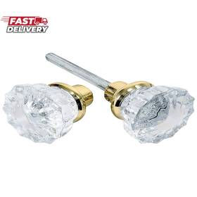 Tuff Stuff Tools 744759514073 Mortise Lock Crystal Glass Door Knob Replacement Set Brass Fin