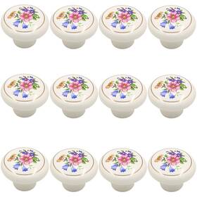 Hx156 Tverghvad Ceramic Hand Painted Drawer Knobs 12 Pack Vintage Flower Dresser K