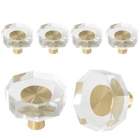 Uenhoy210818-005 Uenhoy 6 Pack Glass Crystal Cabinet Knobs Octagon Drawer Knob Pulls Gold Crys