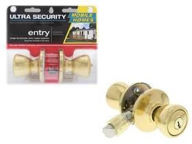 84260 Ultra Hardware Entry Door Knob 1-3/4ftft Polished Brass With Compatible Key Kw1 Security