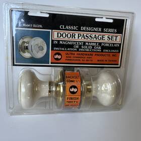 Olc25l Ultra Hardware Products Uhp Classic Series Door Passage Set Brass And White W Leaf Pattern Vtg Nos