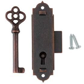 43237-2 Uniqantiq Hardware Supply Antique Copper Narrow Flush Mount Grandfather Clock Or Cabinet Door Lock With