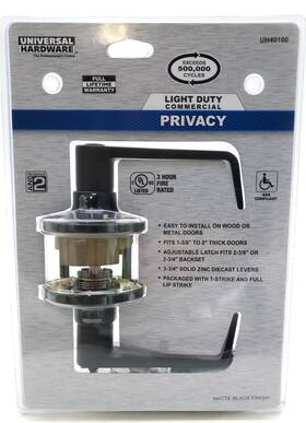 Universal Hardware 039208240147 Light Duty Commercial Privacy Bed/bath Lever Matte Black