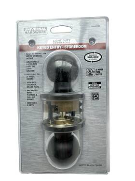 Uh40103 Universal Hardware Light Duty Commercial Storeroom Door Knob Matte Black