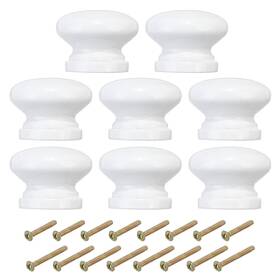 Uxcell 619668236418 8pcs 1-1/8 Inch Cabinet Knobs Round Drawer Dresser White