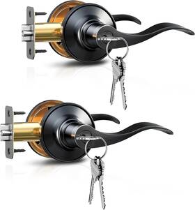 Veise 445023750724 2 Pack Keyed Alike Entry Door Levers Wave Style Handle With Lock And Keys