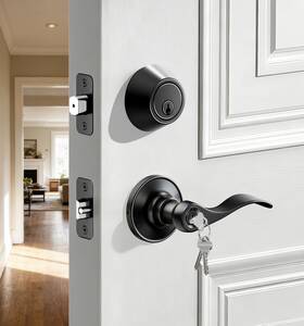 Veise 975331686503 Keyed Alike Front Door Handle Lock With Single Cylinder Deadbolt Comb Inch