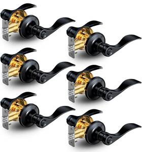 Veise 975331686688 6 Pack Privacy Door Handles Interior Levers Lock Keyless For Bedr