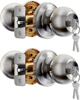 Veise 975331687012 Keys Alike Door Knob Set 2-pack Bedroom Lock With Heavy-duty Rust