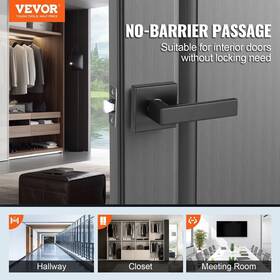 Vevor 197988128212 Passage Door Handle 1 Pack Matte Black Lever Interior Reversible
