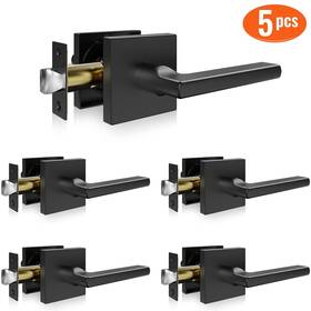Vevor 197988129301 Passage Door Handle 5 Pack Matte Black Lever Interior Reversible