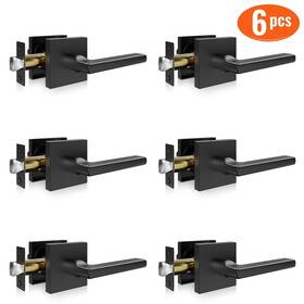 Vevor 197988129547 Passage Door Handle 6 Pack Matte Black Lever Interior Reversible