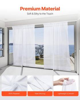 Vevor 197988146711 Sheer Curtains 84 Inches Long 2 Panels Set White Each 52 Inch W X
