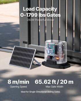 65.6f Vevor 197988150619 Solar Sliding Gate Opener 280w Electric For Doors Up To