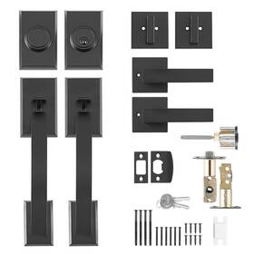 Vevor 197988481218 Double Door Handle Set Lock Matte Black Arched Lever