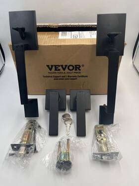 Vevor 197988482307 Double Door Handle Set Matte Black-dummy Lock For Office Door/ Front