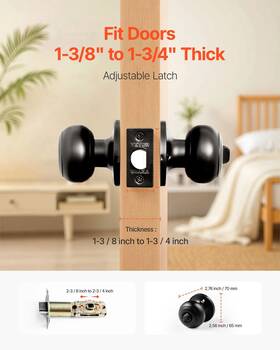 Vevor 197988695844 6 Pack Black Door Knobs Privacy Knob With Round Ball Keyless Exteri