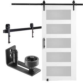 Vevor 197988813156 Barn Door And Hardware Kit 42 Inch X 84 Wood Glass Sliding Sm