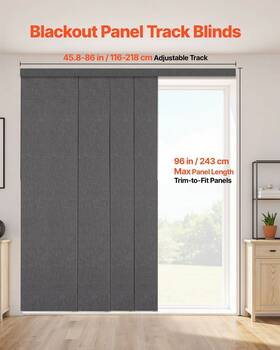 Vevor 197988876854 Panel Track Blinds Extendable From 45.8 In To 86 W Trimmable Dark Gray