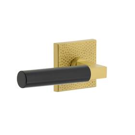 Viaggio 039557028816 Quadrato Hammered Rosette Satin Brass Passage With Black Contempo Smoot