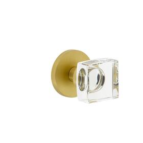 624714 Viaggio 039557238093 Circolo Rosette Single Dummy With Quadrato Crystal Knob In Satin Brass