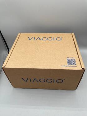 602898 Viaggio Circolo Rosette Satin Brass Passage With Black Contempo Fluted Lev