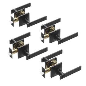 A0022404 Voraus 4 Pack Matte Black Door Handles - Privacy Levers Set Keyless Inte