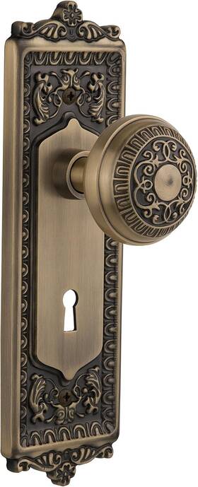 Privacy-2.375 Warehouse 701915 Inch Antique Brass Plate With Keyhole Egg And Dart Knob 7