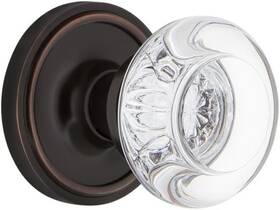 708468 Warehouse Classic Rosette Round Clear Crystal Door Knob