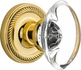 711448 Warehouse Rope Rosette With Oval Clear Crystal Glass Knob Single Dummy Polishe