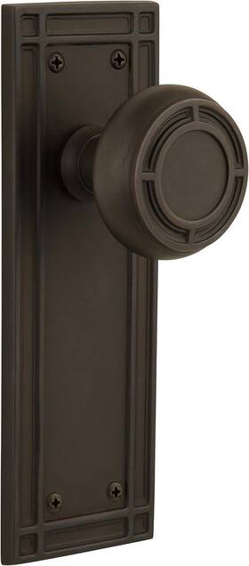 716252 Warehouse Mission Plate With Knob Privacy - 2.375 Inch Oil-rubbed Bronze