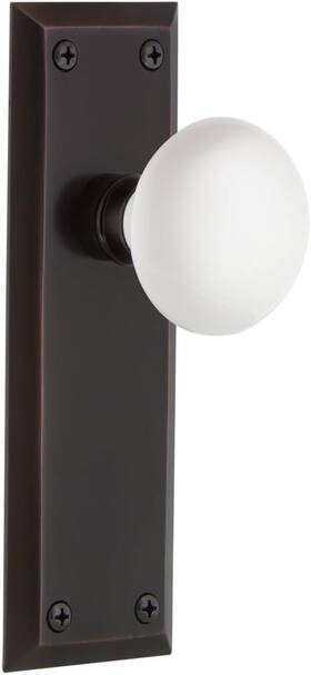 717432 Warehouse New York Plate And Interior White Porcelain Round Door Knob