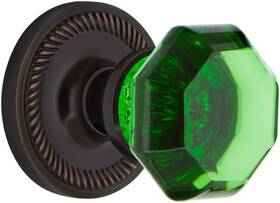 725062 Warehouse Timeless Bronze Rope Rosette Waldorf Emerald Door Knob Privac