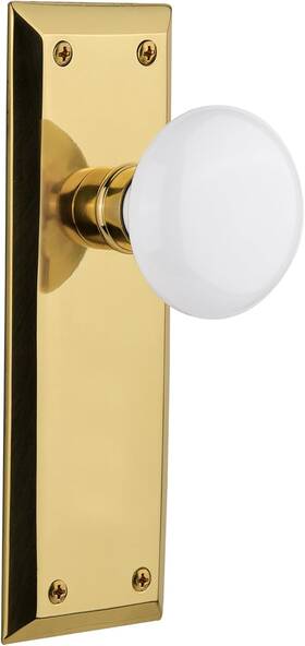 733134 Warehouse New York Plate And Interior White Porcelain Round Door Knob