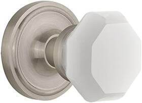 747981 Warehouse Classic Rosette Waldorf White Milk Glass Knob Passage-backset
