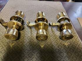 A300t Weiser Lot Of 3 Entrance Locksets Lightly Used Keyed Alike Polished Brass Us3